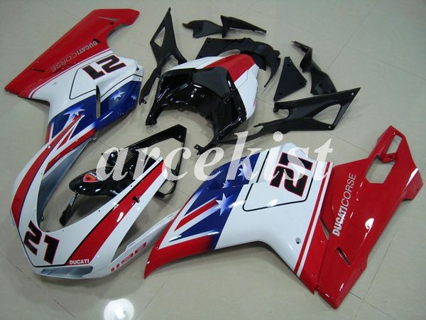 

новый abs инъекция полных обтекатели комплекты fit для ducati 848 evo 1098 1198 1198s 2007 2008 2009 2010 2011 2012 набор body cool white 21