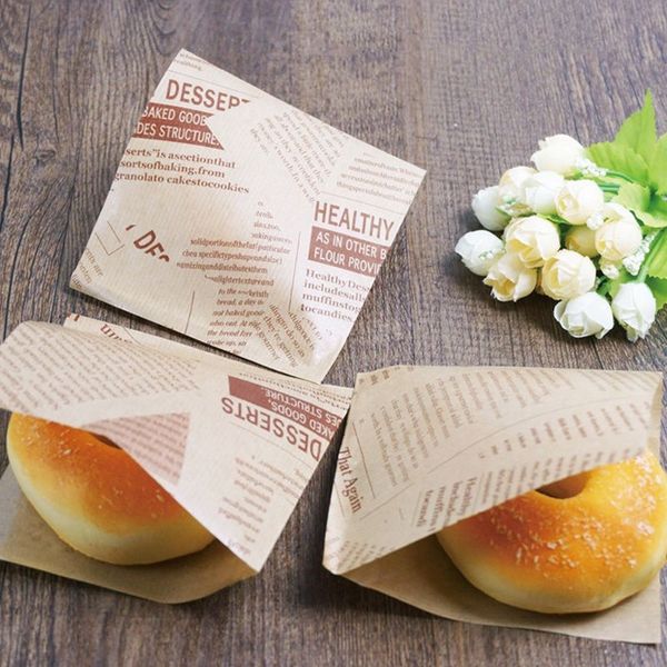 

сумки 100шт 12x12cm sandwich donut хлеб мешок печенья пончик бумаги oilproof хлеба craft bakery упаковки пищевых продуктов kraft другие парт