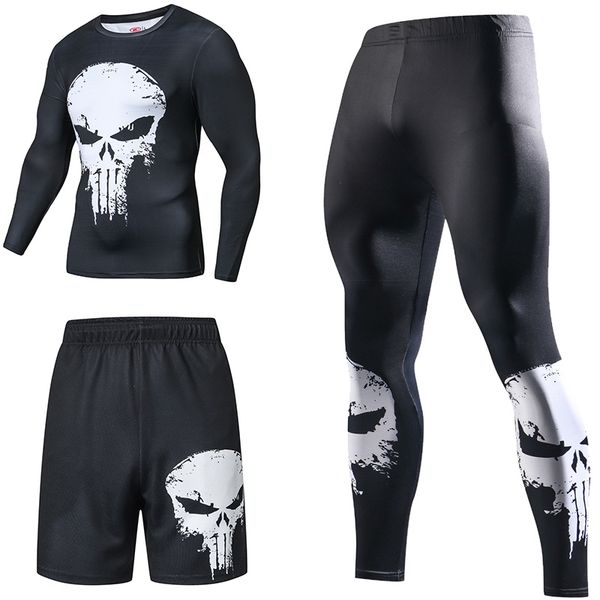 

compression tracksuits men's sport suit quick dry running sets clothes sports joggers training gym fitness man set, Gray