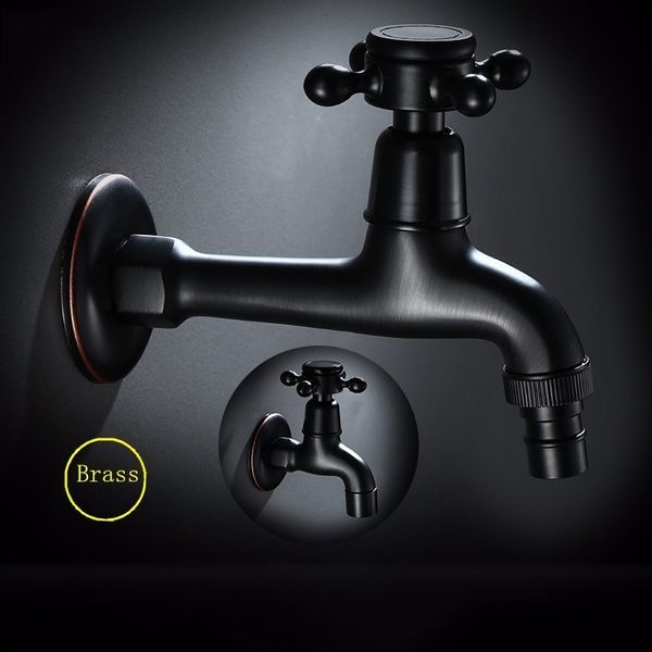 

houmaid bathroom single handle cold copper faucet for washing machine black wall mounted brass faucet for mop pool