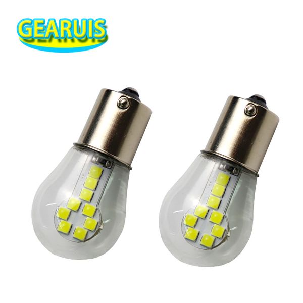 

10x glass case 1156 ba15s 1157 bay15d bau15s py21w 18 smd 3030 led convext auto turn signal brake lights car drl sbulbs 12v