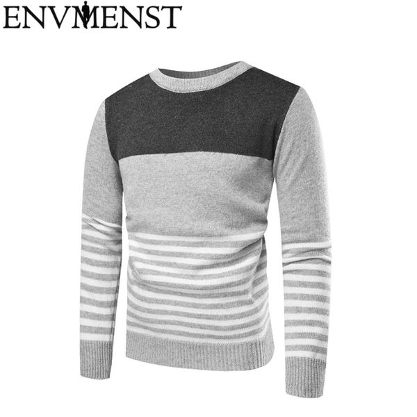 

envmenst 2018 new autumn winter fashion brand clothing men's sweaters patchwork slim fit men pullover knitted sweater, White;black