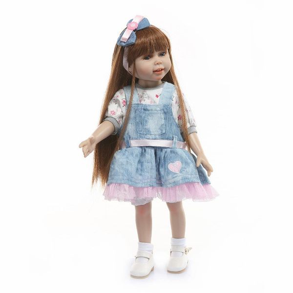 

reborn babies 18inch americal girls doll 45cm full silicone body girl princess long kanekalon hair beautiful doll