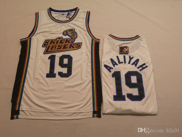 

19 aaliyah bricklayers 1996 mtv rock n jock movie basketball jersey men, Black;red