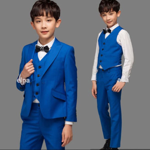 

boy' wear spring autumn formal children' dress suit flower boy wedding party performance costume kids blazer vest pants clothes, Black