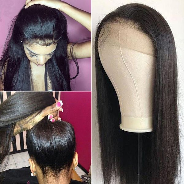 

360 lace human hair wigs straight human hair lace front wigs 150% density remy virgin brazilian hair, Black