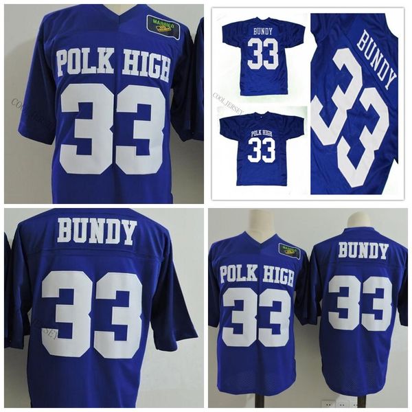 

#33 al bundy polk high married with children movie jersey stitched al bundy jersey blue embroidery logo, Black;red