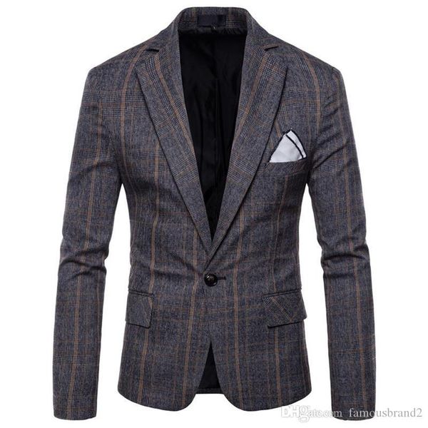 

мужские мужские плед printed пиджаки высокого качества весна длинным рукавом business single button mens одежда, White;black