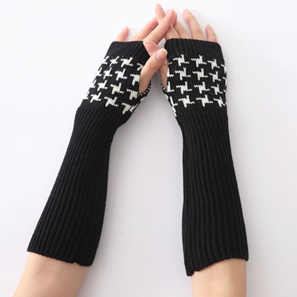 

winter women warm darts fingerless sleeves mittens female acrylic stretch knit half finger arm warmers gloves c82, Blue;gray