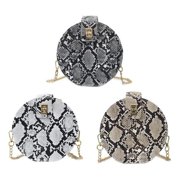 

retro serpentine chain round women handbags small pu leather shoulder bag