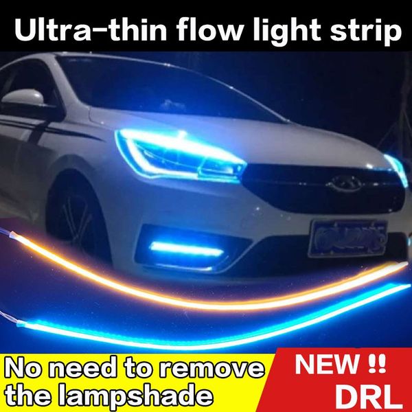 

2pcs drl ultra-thin flow light strip flowing light bar headlight fog lamp car daytime running lights