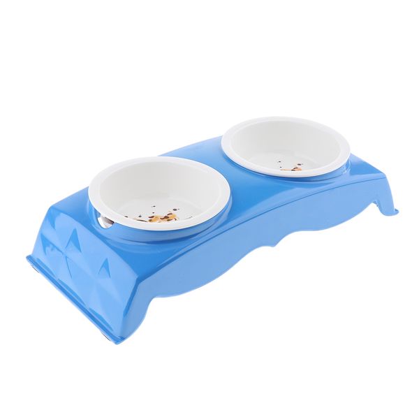 

raised pet animals feeder double ceramic bowls for dog & cat