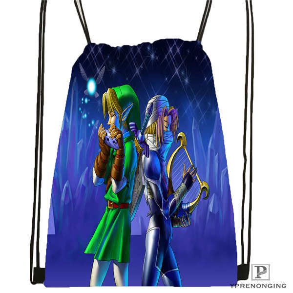 

custom the-legend-of-zelda @01-drawstring backpack bag cute daypack kids satchel (black back) 31x40cm#180611-01-35