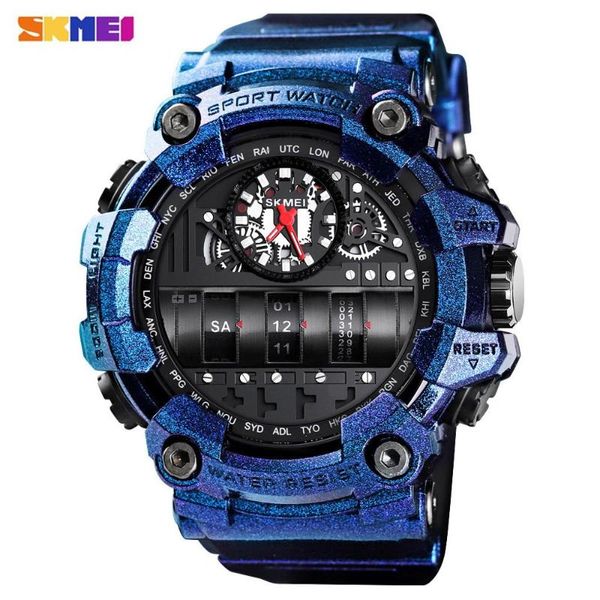 

skmei fashion men sports watches creative 2 time week alarm waterproof quartz male wristwatch 2020 new reloj hombre clock 1557, Slivery;brown