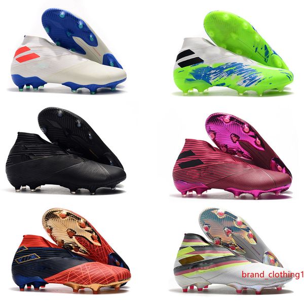 

new 2019 mens messi nemeziz 19 laceless fg ace 19 x 19.1 slip-on soccer shoes football high ankle boots cleats size us6.5-11