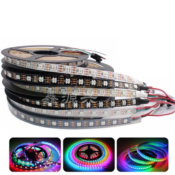

индивидуально адресный ws2812b ic pixel rgb светодиодные ленты белый / черный pcb 30/60/144 светодиоды, смарт-rgb светодиодные ленты водонеп