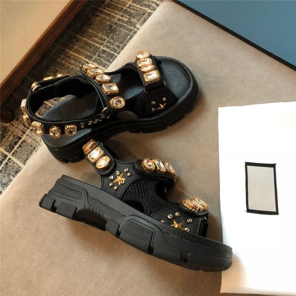 

luxury designer classic sandals lady summer 2019 designer's luxury dsigner brand sandals wedge retro women's shoes, Black
