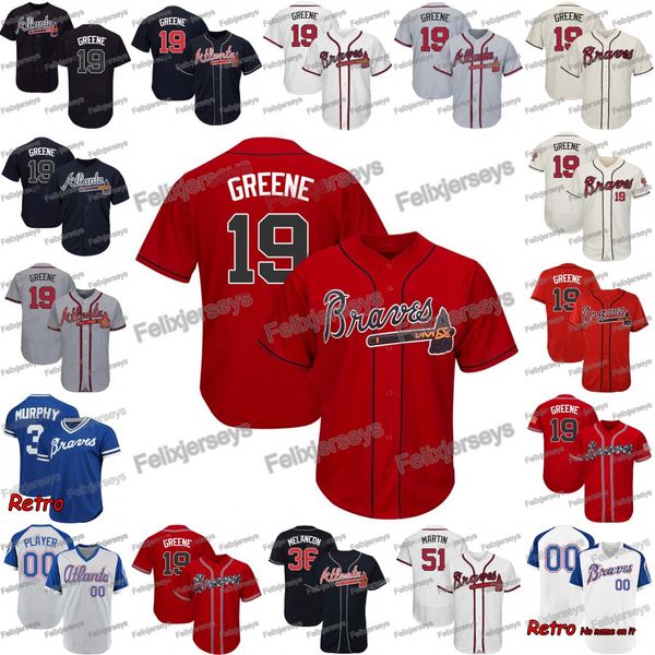 

19 Shane Greene Atlanta Chris Martin Jerry Blevins Austin Riley Freddie Freeman Ender Inciarte Baseball Jersey