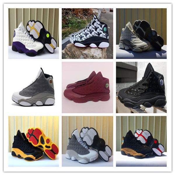 

2019 new arrival 13 13s men basketball shoes atmosphere grey blackyellow blackbrown wine red cat doodling black 13 men sports sneakers 40-47