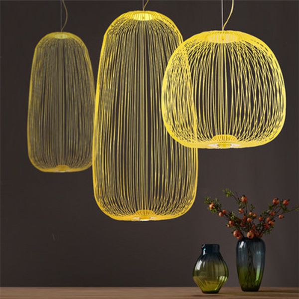 

foscarini spokes 1/2 pendant lights modern led hanging lamp loft industrial bird cage suspension fixtures dining room home decor