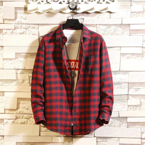 

vintage male shirt plaid long sleeve spring fashion black white red casual mens checkered christmas stylish shirt for menb50, White;black