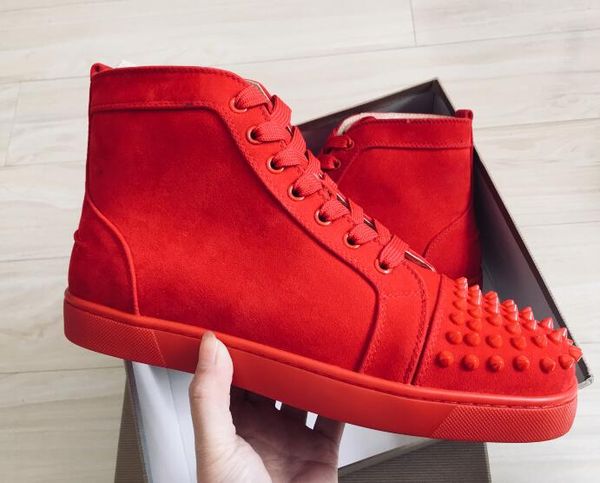 

2019 men women uede piked luxury de ign high red bottom loubutan rivet ca ual hoe loubiz fa hion hoe laboutin