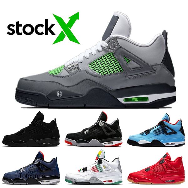 

2020 new fashion 4 4s mens basketball shoes neon carnival black cat 2020 singles day bred tattoo what the mens trainers sports sneakers