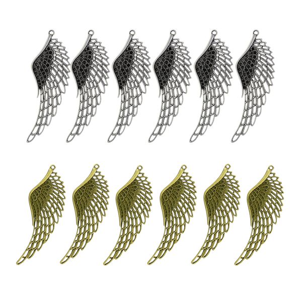 

12x large size angel wing charms pendants vintage jewelry making findings, Black