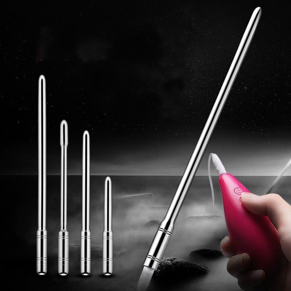 

ten frequency vibrating stainless steel male urethral stimulation penis plug horse eye stick vibration rod men urethral masturbation dilator