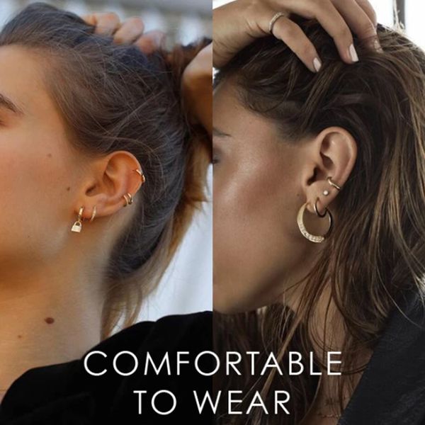 

glossy beautiful retractable earrings without perforating men's and women's classic hip-hop style hoop earrings, Golden;silver