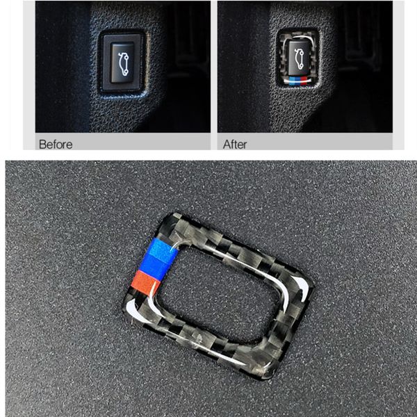 Car Styling Carbon Fiber Trunk Switch Control Button Decoration Frame Stickers Cover For Bmw E60 5 Series 7 Series 2008 2017 Car Interior Mirror
