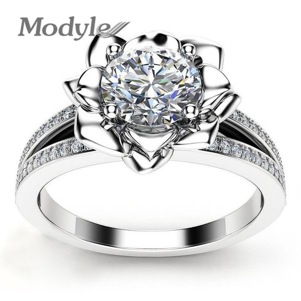 

wukalo 2019 fashion princess white zircon silver color engagement wedding rose flower rings party gifts, Slivery;golden