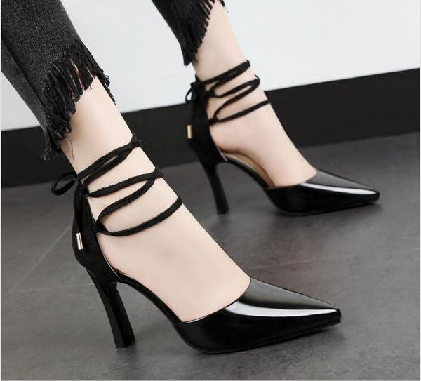 

rome style strappy with buckle lace up gladiator luxury women designer shoes come ankle strap heels close toe stiletto heels prom party wedd, Black