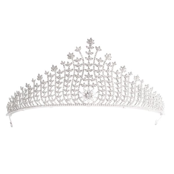 

crystals cz cubic zirconia wedding bridal royal tiara diadem crown women prom hair jewelry accessories ch10016, Golden;white