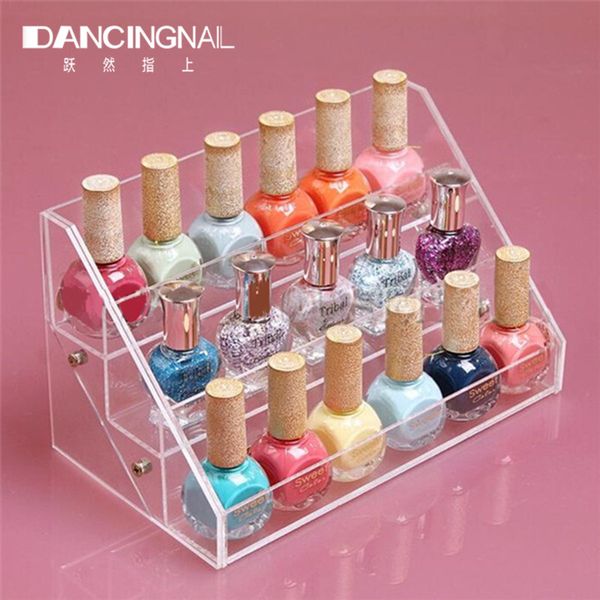 

clear acrylic nail polish varnish holder display nail gel storage shelf stand rack manicure lipstick cosmetic organizer 3 tiers