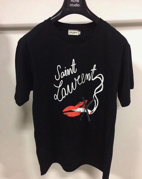 

2019 мода мужская футболка ручная роспись граффити красные губы буквы минимализм з
