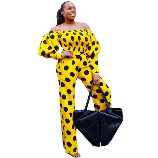 

two piece dress women's polka dot lantern sleeve off shoulder set, White