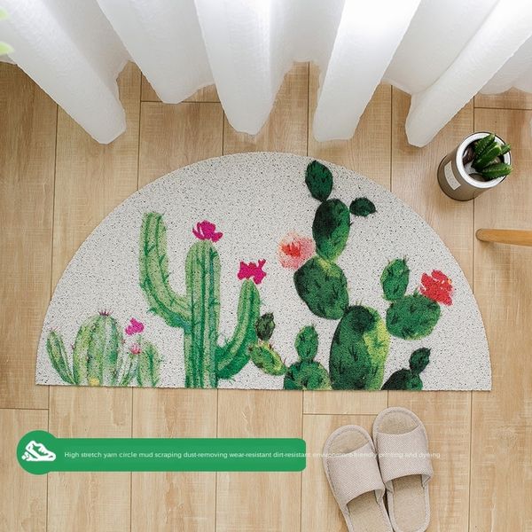 

tlspp anti-skid anti-slip scraper wire pad + silk pad mostly uses semicirc ring multi-use semicircle green plant floor mat for the living ro