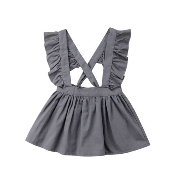 

kid baby girl cross strap dress party dress fuffel sleeve solid clothes, Red;yellow