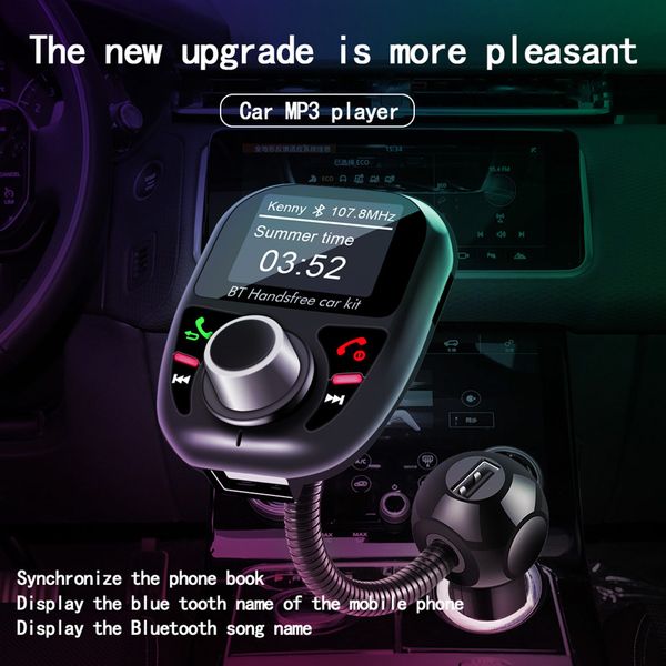 

color screen fm transmitter wireless bluetooth handscar kit 360 rotatable car mp3 audio with 5v 2.5a dual usb charge
