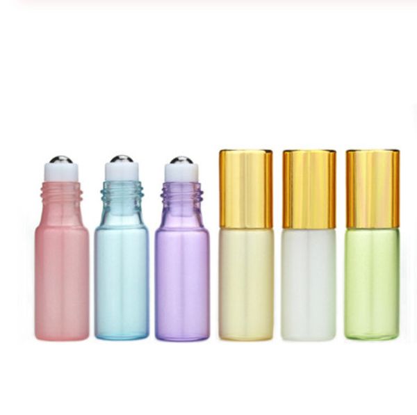 

5ml essential oil pearl coated glass roll on bottles with stainless steel roller ball for perfume aromatherapy