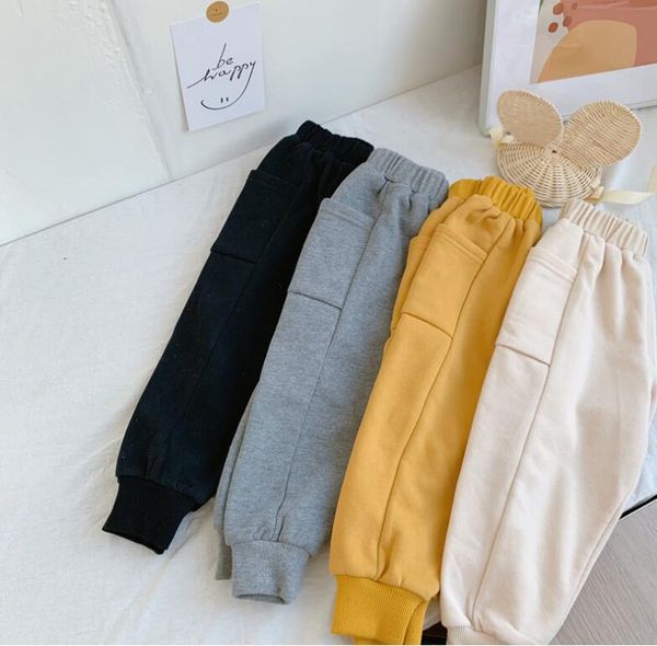 

2019 new girls boys thicken pants cotton winter fashion kids pants 1-6t pp34, Blue