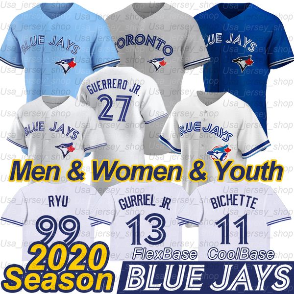 

2020 season toronto vladimir vlad guerrero jr. blue jays jersey 13 lourdes gurriel jr. hyun-jin ryu brandon drury 11 bo bichette jerseys, Blue;black