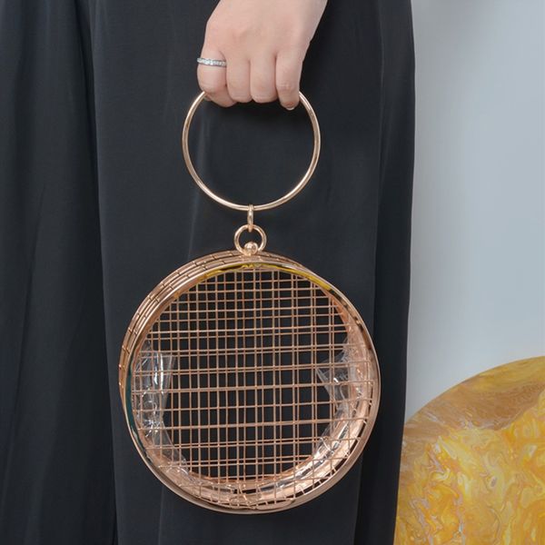 

women round evening bag clutch gold gillter handbag wedding bag purses handbags crossbody party hollow out shoulder bags