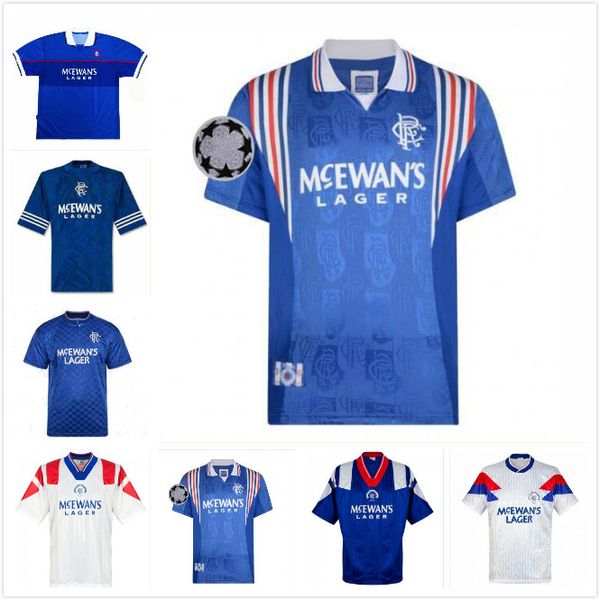 

1996 1997 glasgow rangers retro soccer jerseys 90 92 94 96 97 99 20 vintage gascoigne albertz ferguson rangers f.c. classic football shirts, Black;yellow