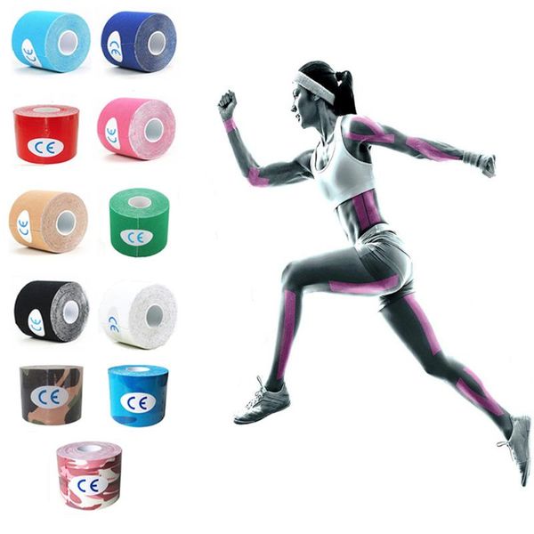 

5cm x 5m tape muscle bandage 10 color sports kinesiology tape roll cotton elastic adhesive strain muscle sticker, Black;gray