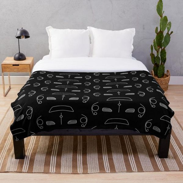 

vw karmann ghia outline graphic white throw blanket soft sherpa blanket bed sheet single knee office nap