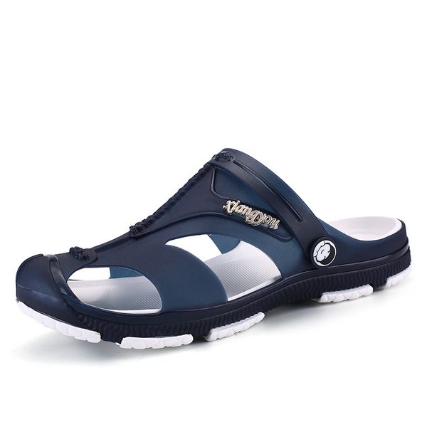 

foreign trade large size slippers 2019 summer new style men's sandals anti-slip sandals fashion slipper loafers wholesale, Black
