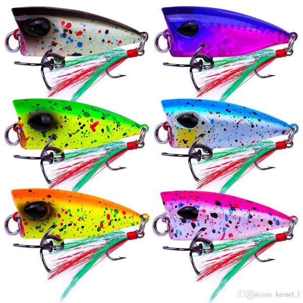 

mixed 6 color 4.3cm 4g popper hard baits & lures 10# hook fishing hooks fishhooks artificial plastic bait pesca accessories