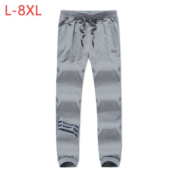 

8xl big size men classic cotton printing pants spring autumn male casual thin 3 colors cargo jogger baggy trousers cf182, Black